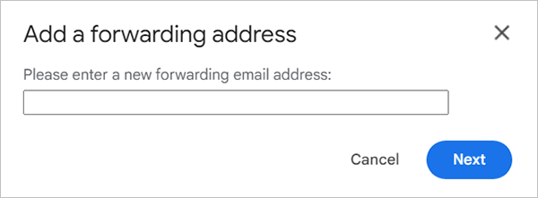 Add a new forwarding address