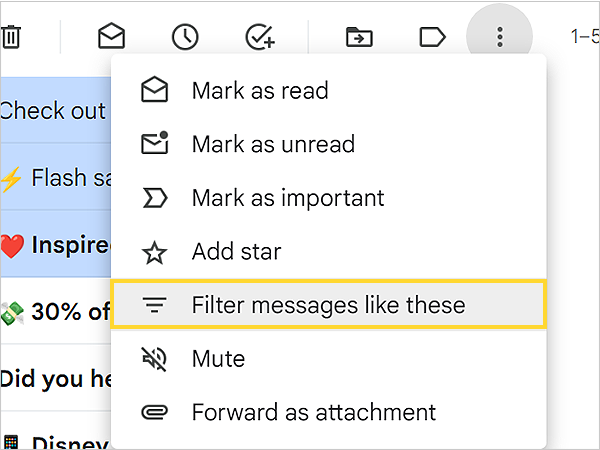 Choose “Filter messages like these” from the menu