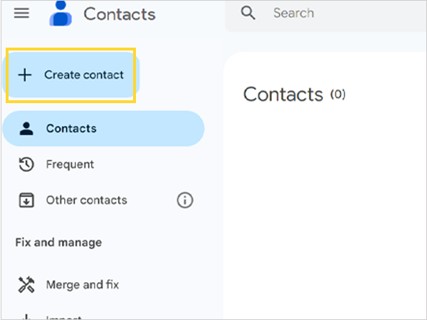 Click on Create contacts