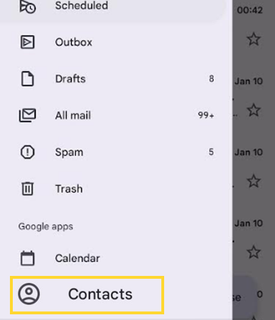 Click on contacts