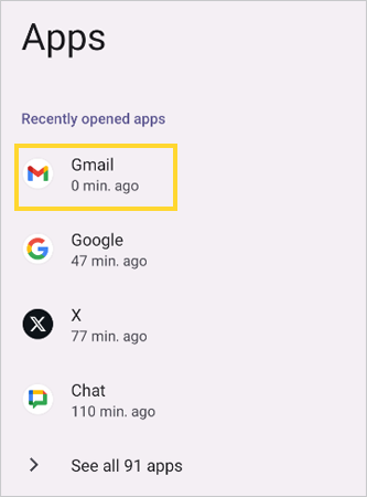 Click on the Gmail app