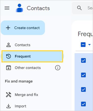 Click on the frequent contacts