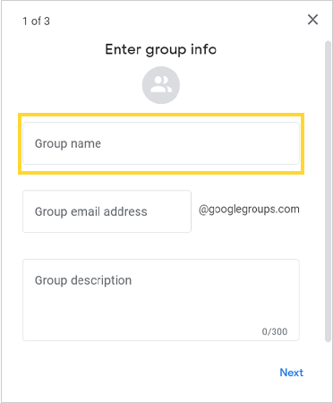 Enter group information