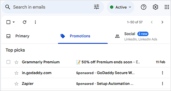 Promotional emails example