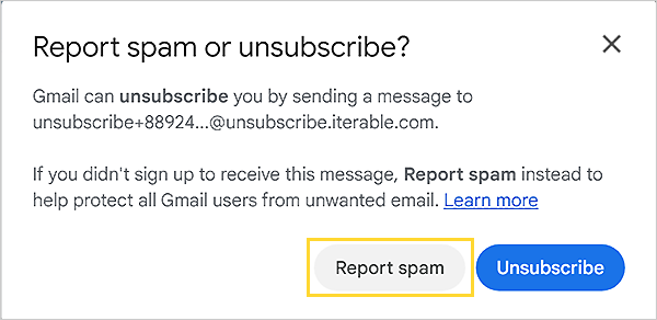 Tap on the report spam button