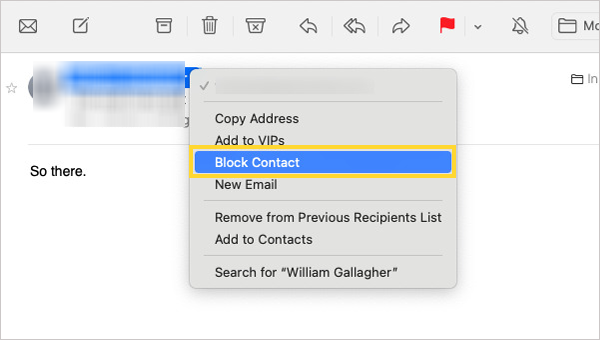 Click on Block Contact