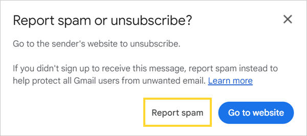 Select Report spam