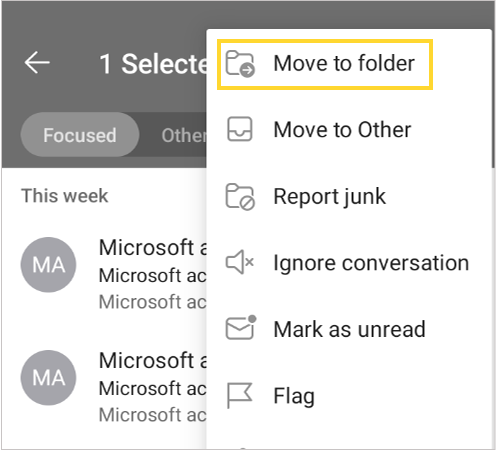 Click on Move to Folder