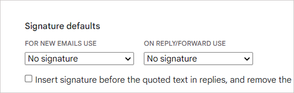 Go to the signature defaults