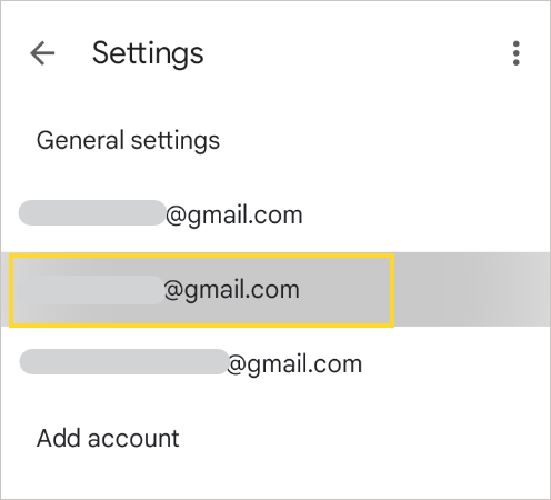 Select your Gmail accounts