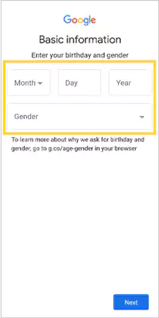 Set Date of Birth and Gender