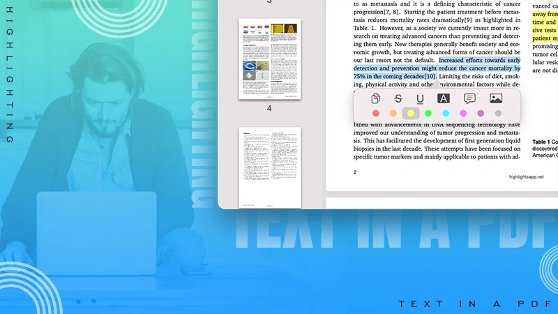 highlighting the text in a pdf document